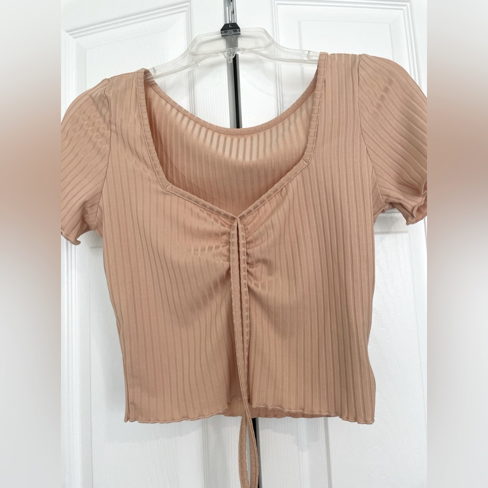 Shein Light Pink/Cream Low Cut Crop Top